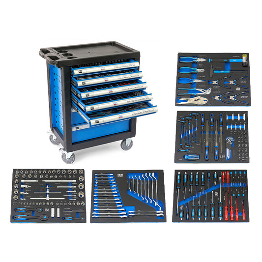 Dulap scule profesional HBM cu 7 sertare, 196 piese, 5 module – premium, OLANDA