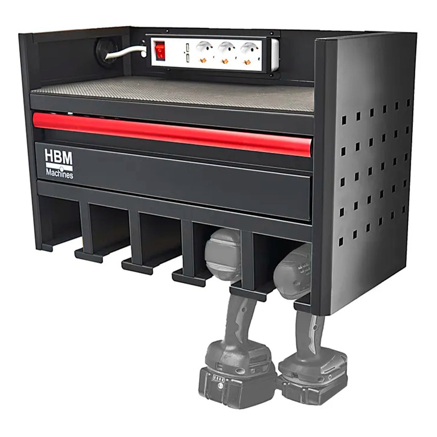 Dulap suspendat organizator de perete pentru scule electrice si pneumatice, 1 sertar, priza 220V