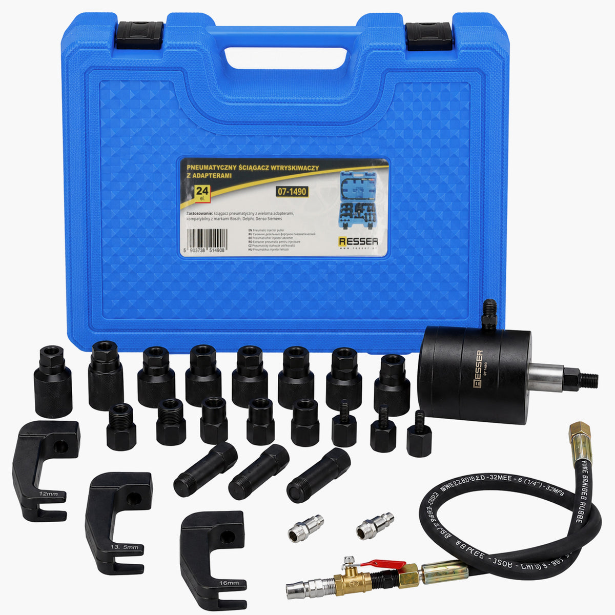 Trusa extractor pneumatic pentru injectoare cu adaptoare 24 piese Bosch Delphi denso Siemens