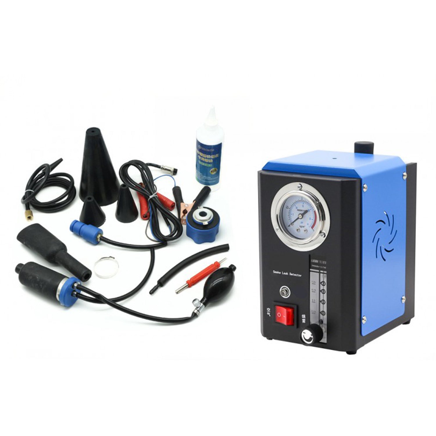 Generator de fum 12V, tester de etansitate pentru detectat pierderi cu accesorii - KB GLOBAL