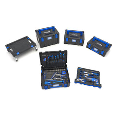 SET CUTII CU SCULE 105 PIESE SI PLATFORMA CU ROTI HBM