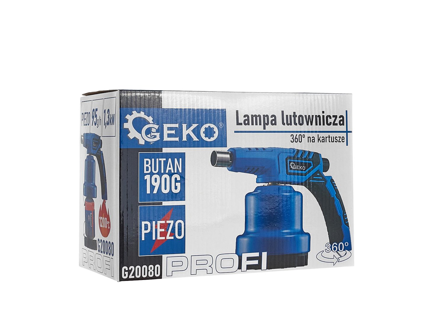 Lampa de lipit metal pe gaz cu piezo 360° 190g, flacara regabila 1200°C - GEKO