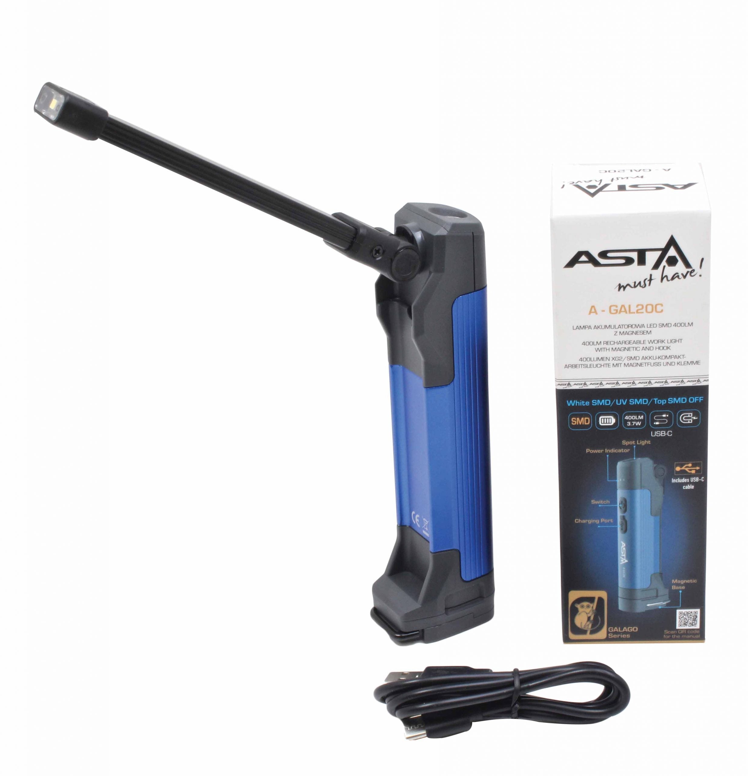 Lampa LED COB cu acumulator 400 lumeni ASTA