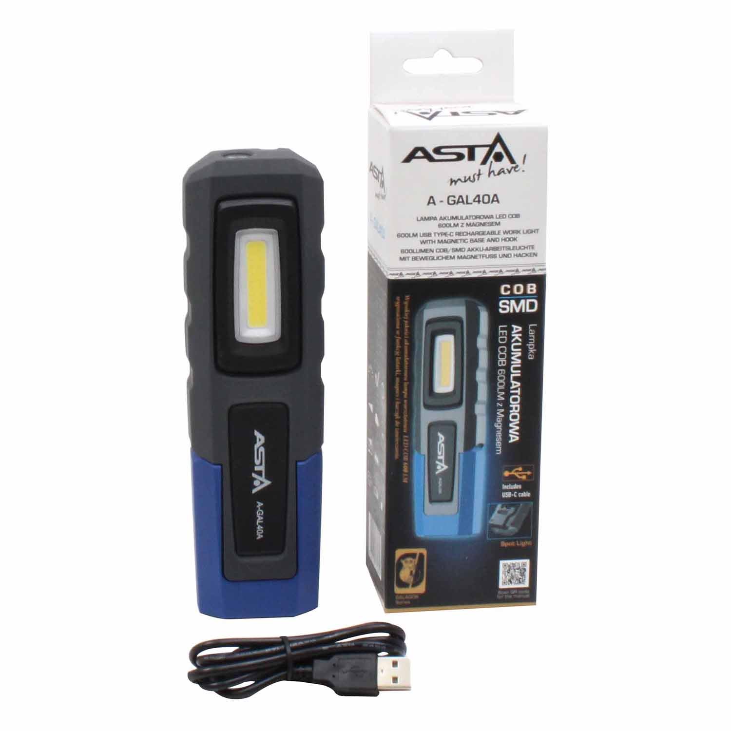 Lampa LED COB cu acumulator 600 lumeni ASTA