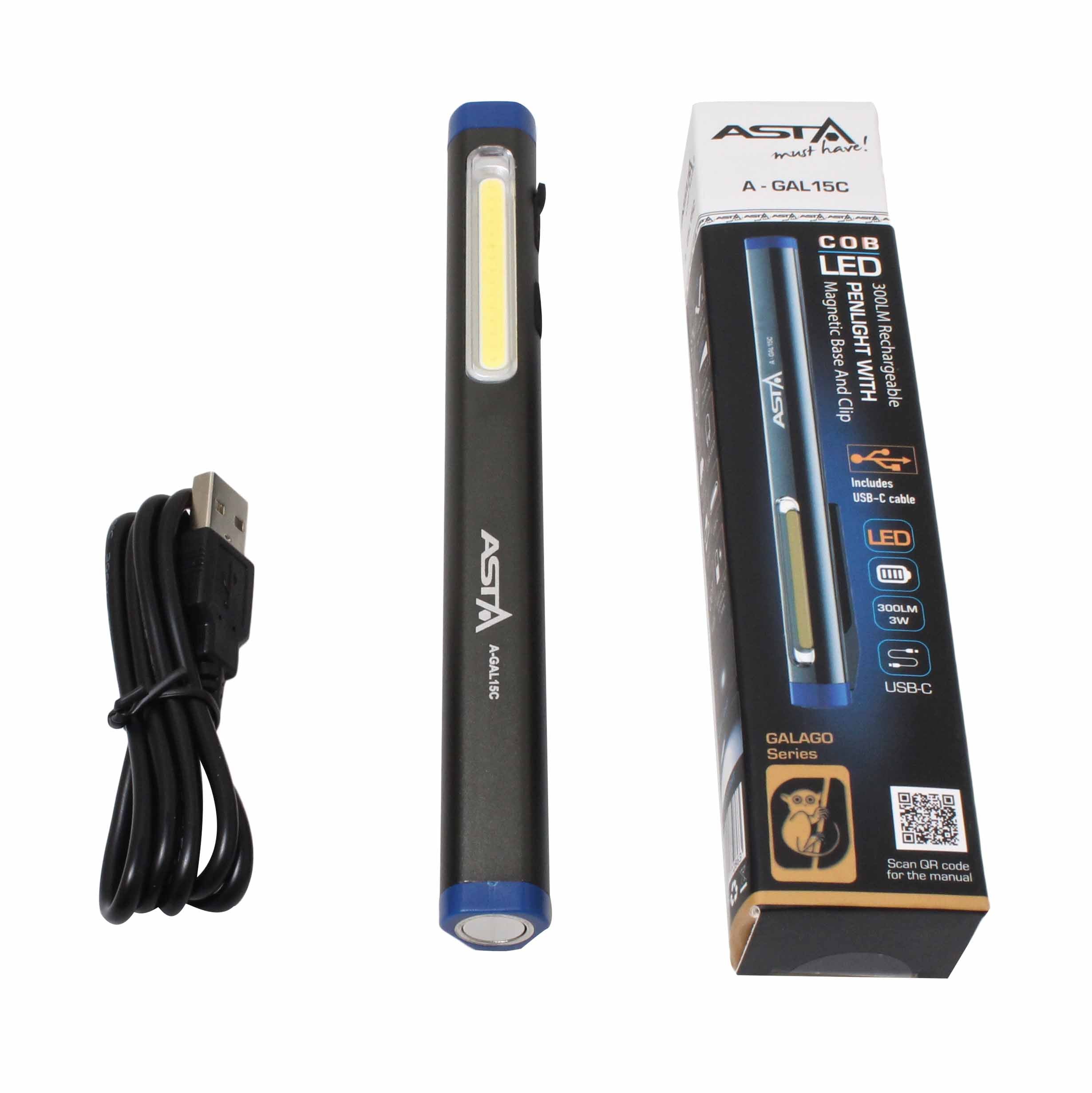 Lampa LED COB cu acumulator tip stilou 300 lumeni ASTA