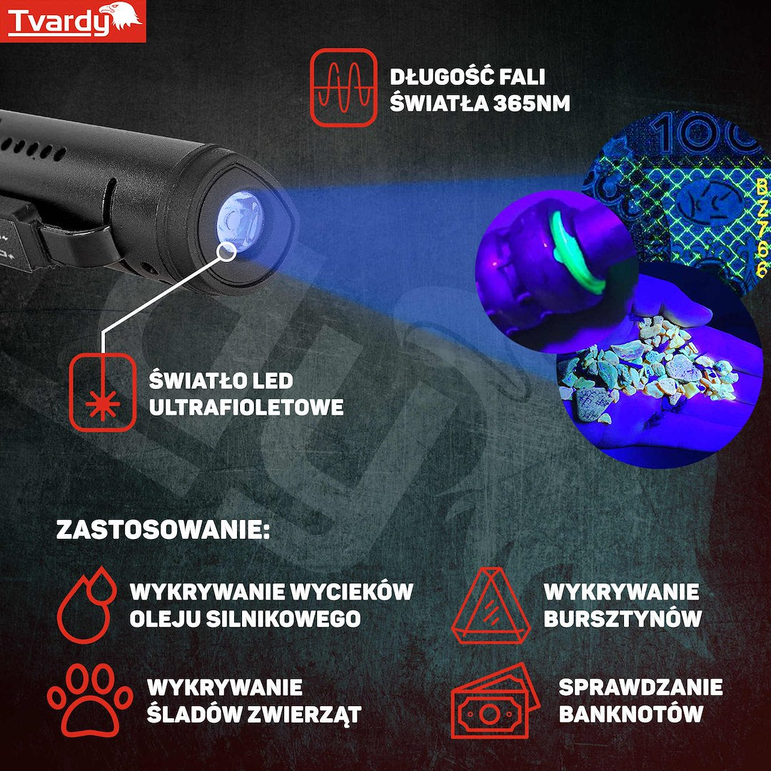 Lampa LED COB cu laser si uv reincarcabila cu magnet 5w 800mah 400 lumeni