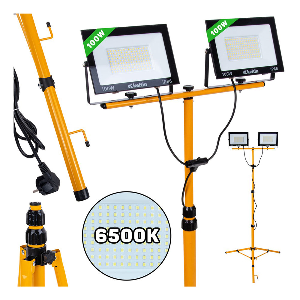 Lampa LED de lucru 2 x 100W 6500k cu stativ trepied reglabil
