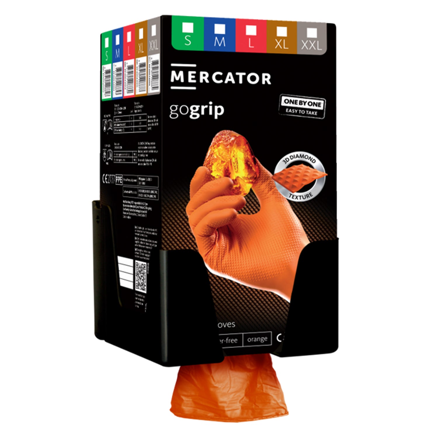 Manusi de nitril premium MERCATOR GOGRIP ONE BY ONE portocaliu , marimea l, set de 100 buc