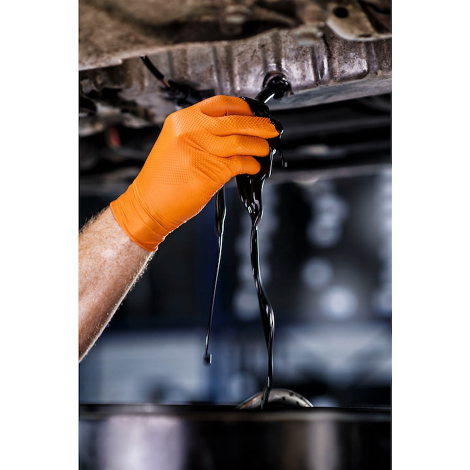 Manusi de nitril premium MERCATOR GOGRIP ONE BY ONE portocaliu, marimea m, set de 100buc