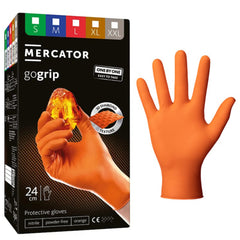 Manusi de nitril premium MERCATOR GOGRIP ONE BY ONE portocaliu, marimea m, set de 100buc
