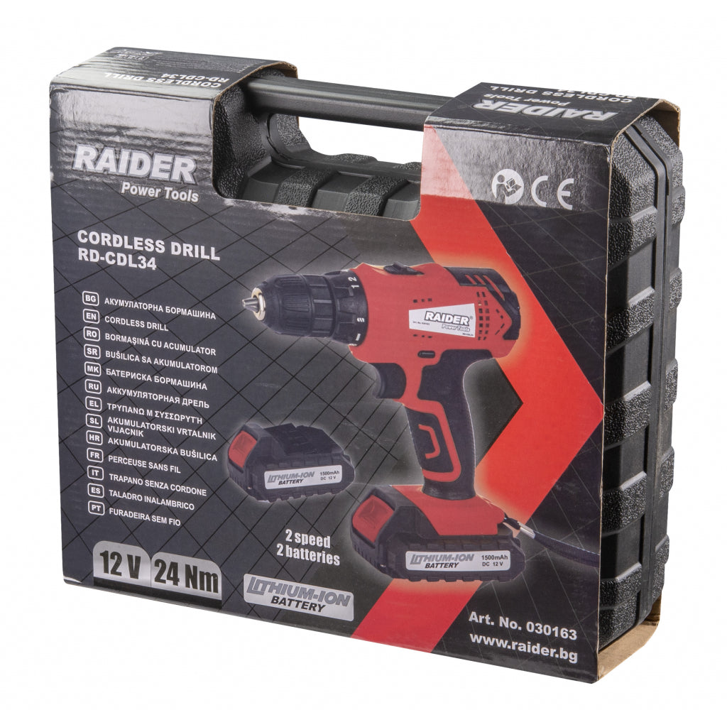 Masina de gaurit si insurubat 24NM cu acumulator 12V 2 x 1.5ah RAIDER rd-cdl34