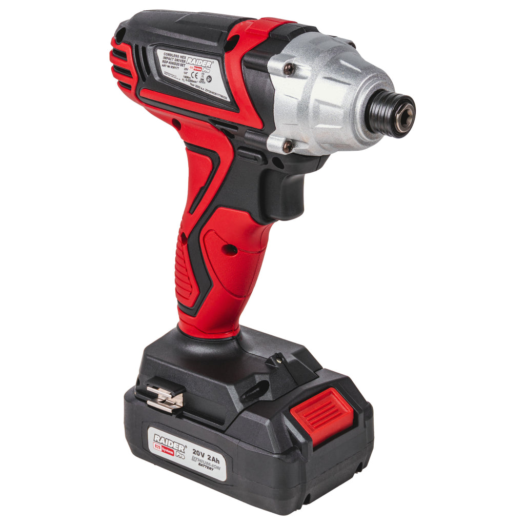 Masina de insurubat cu impact 1/4 hex 140NM 20V 2ah cu acumulator RAIDER
