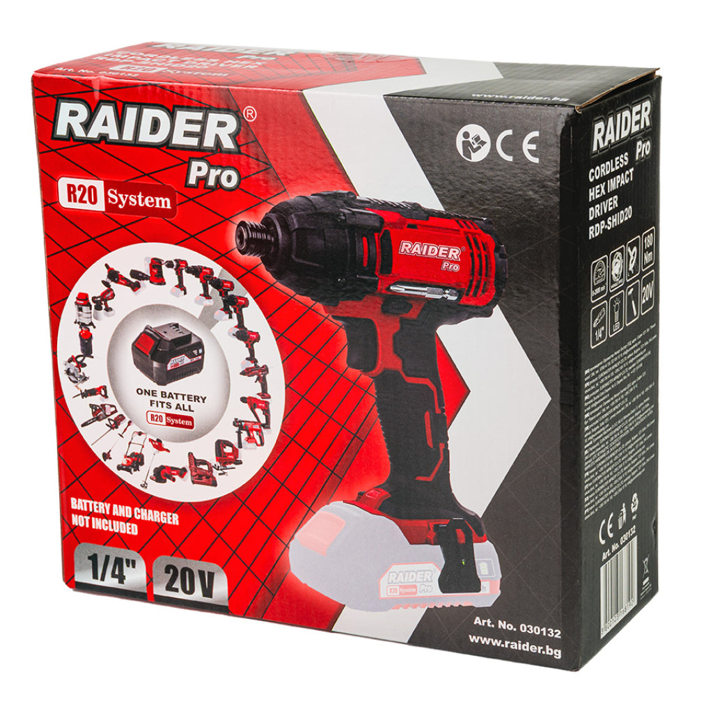 Masina de insurubat cu impact 1/4 hex 180NM 20V RAIDER