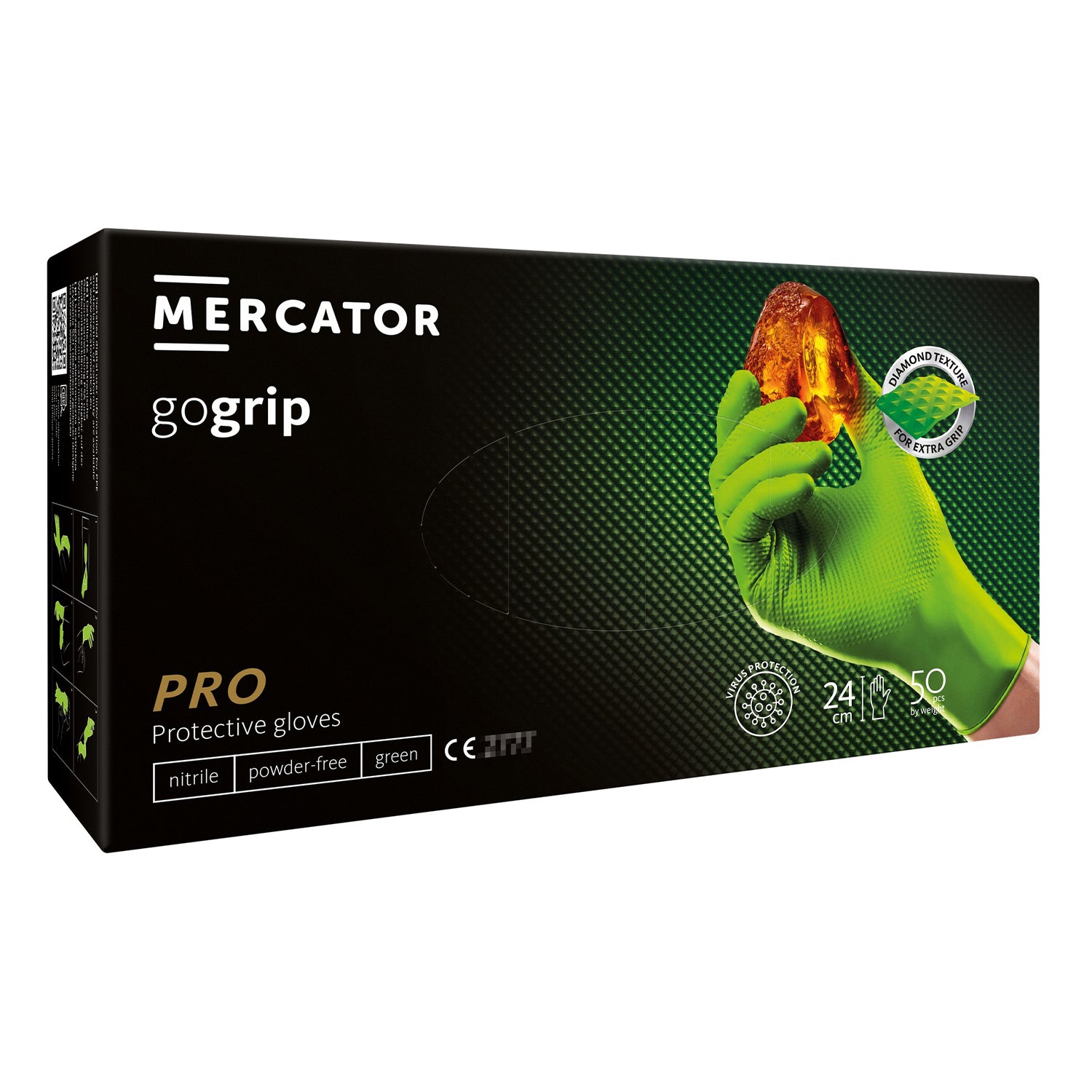 MANUSI NITRIL PREMIUM MERCATOR GOGRIP PRO VERDE, 3D MARIMEA L 50BUC