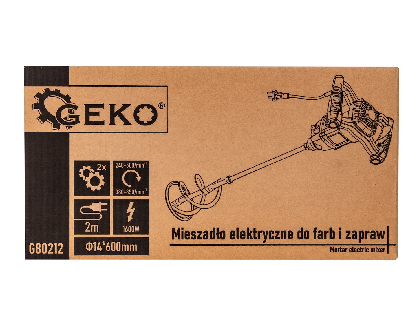 Mixer electric 1600W 2 viteze m14 pentru vopsele si mortare - GEKO