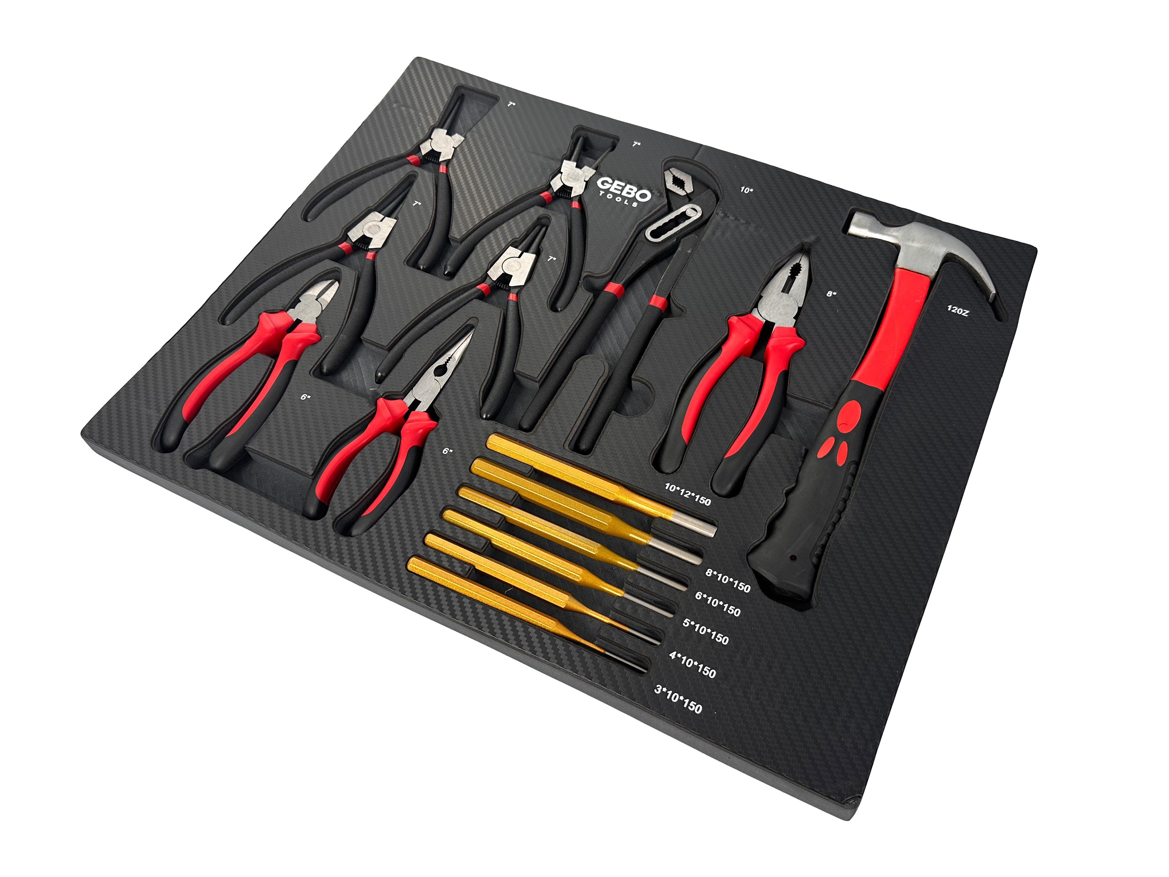 Modul burete organizator dulap de scule, clesti, dornuri si ciocan, 16 piese, 54 x 39,5 x 3 cm GEBO TOOLS
