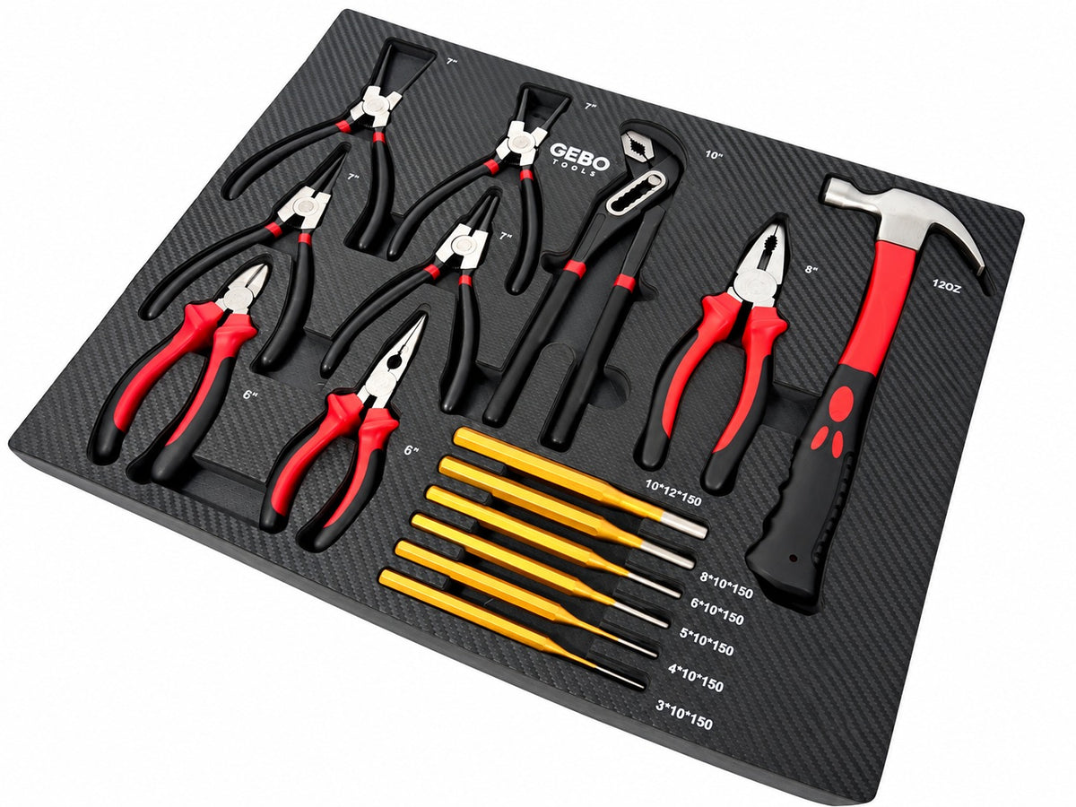 Modul burete organizator dulap de scule, clesti, dornuri si ciocan, 16 piese, 54 x 39,5 x 3 cm GEBO TOOLS