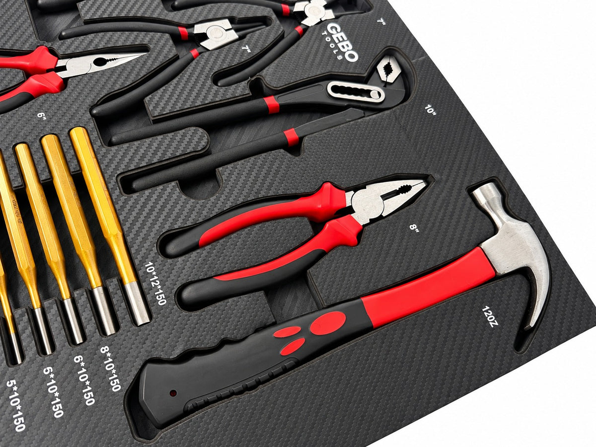 Modul burete organizator dulap de scule, clesti, dornuri si ciocan, 16 piese, 54 x 39,5 x 3 cm GEBO TOOLS
