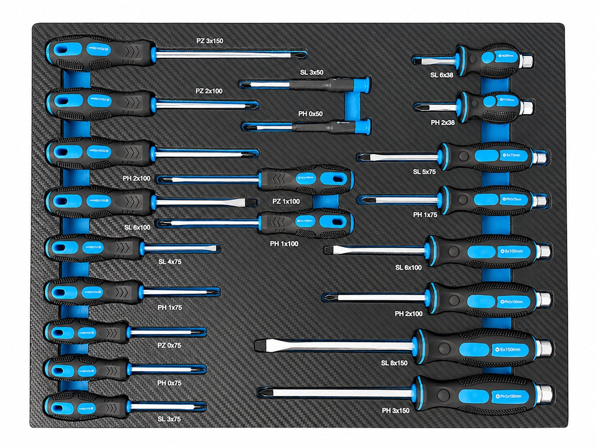 Modul dulap scule cu surubelnite profesionale, 21 piese GEBO TOOLS