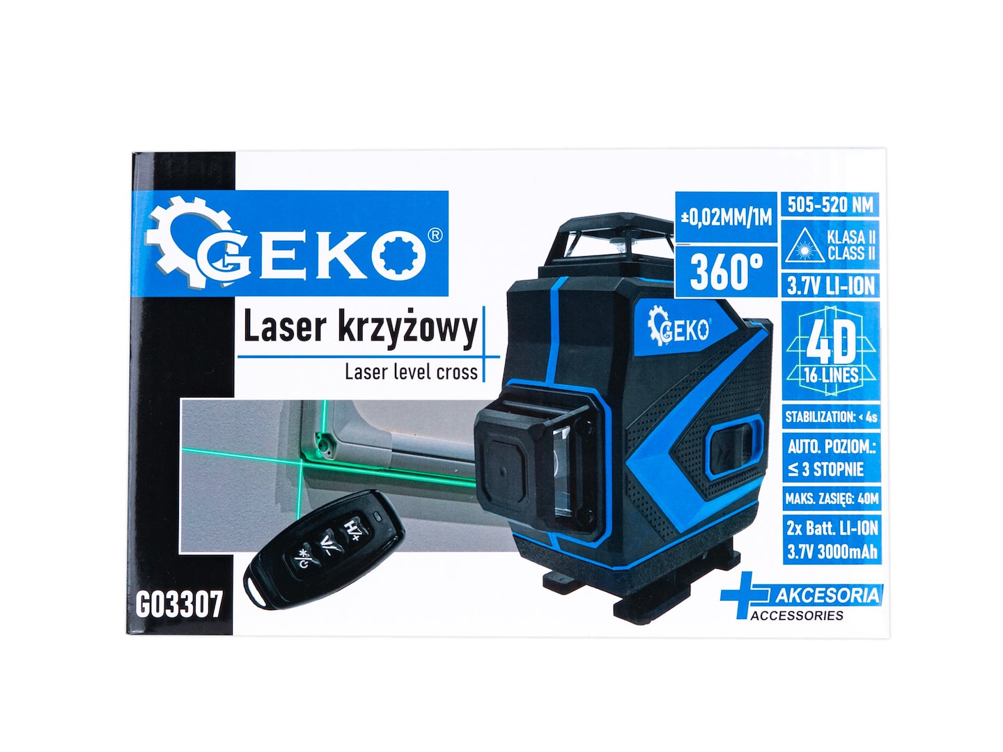 Nivela cu laser 360 grade 4d cu 2 acumulatori  GEKO
