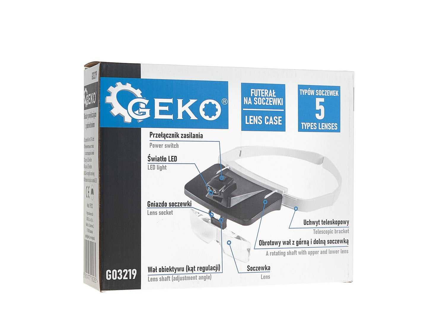 Ochelari de marire cu 5 lentile interschimbabile si LED - pentru precizie