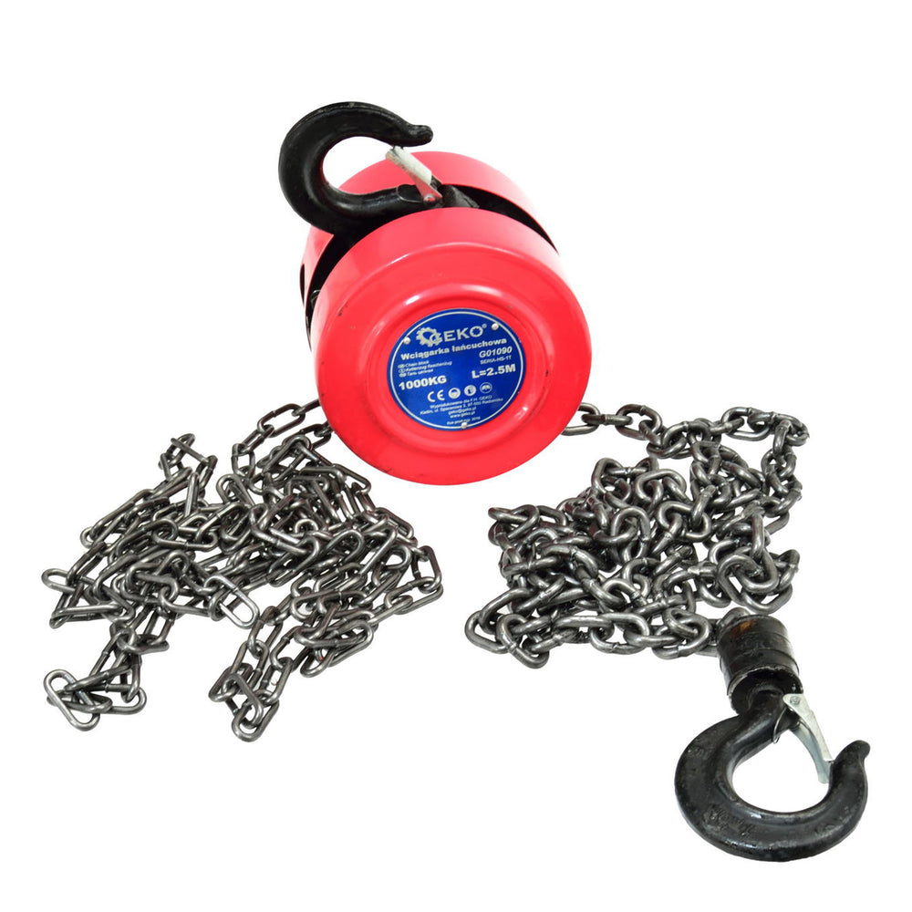 Palan scripete manual 1T cu lant de 2.5m GEKO