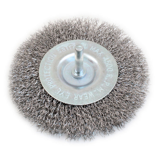 Perie de sarma circulara cu tija pentru bormasina 100x6mm