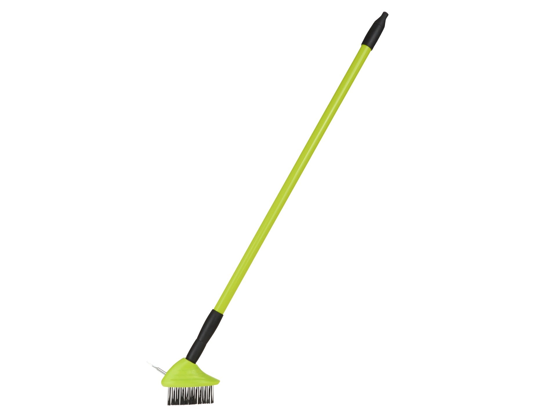 Perie de sarma cu racleta pentru pavaj pietruit, maner telescopic din plastic