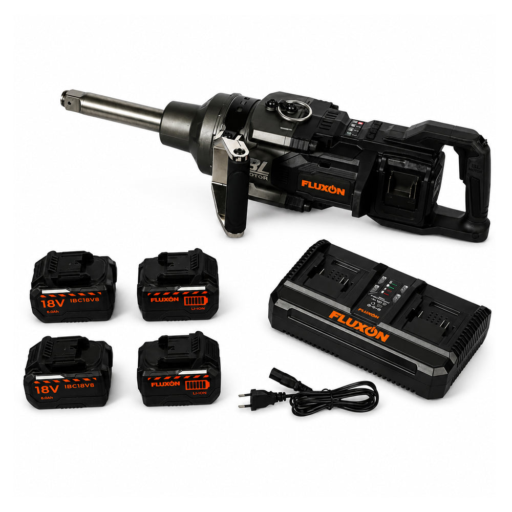 Pistol de impact 1" 4000NM cu 4 acumulatori 8ah 18V cu incarcator dual, motor brushless