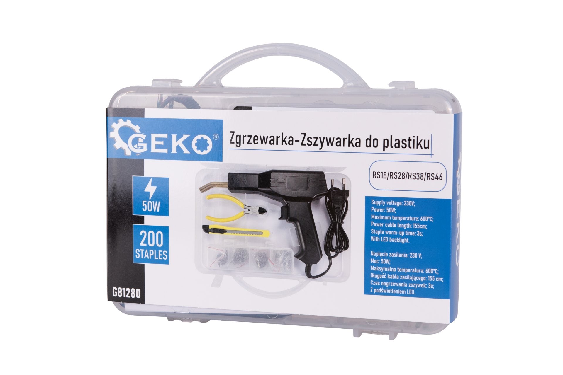 Pistol de lipit si reparat plastic 50W cu 200 capse