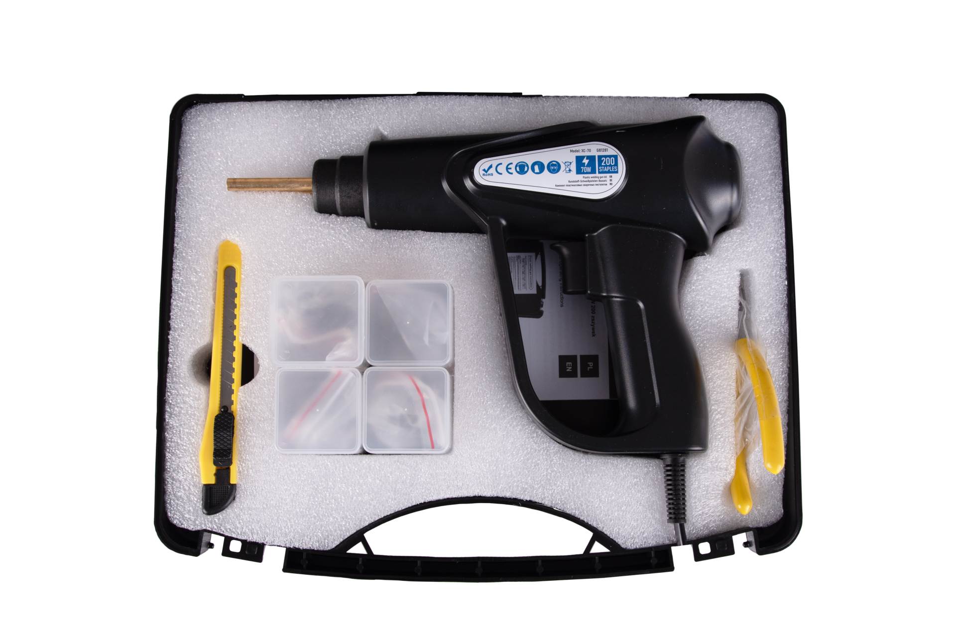 Pistol de lipit si reparat plastic 70W cu 200 capse