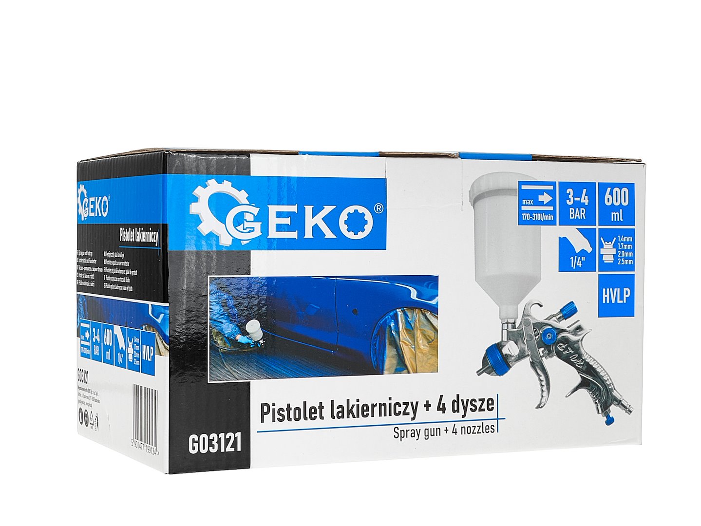 Pistol de vopsit HVLP 600ml cu 4 duze 1.4-1.7-2.0-2.5