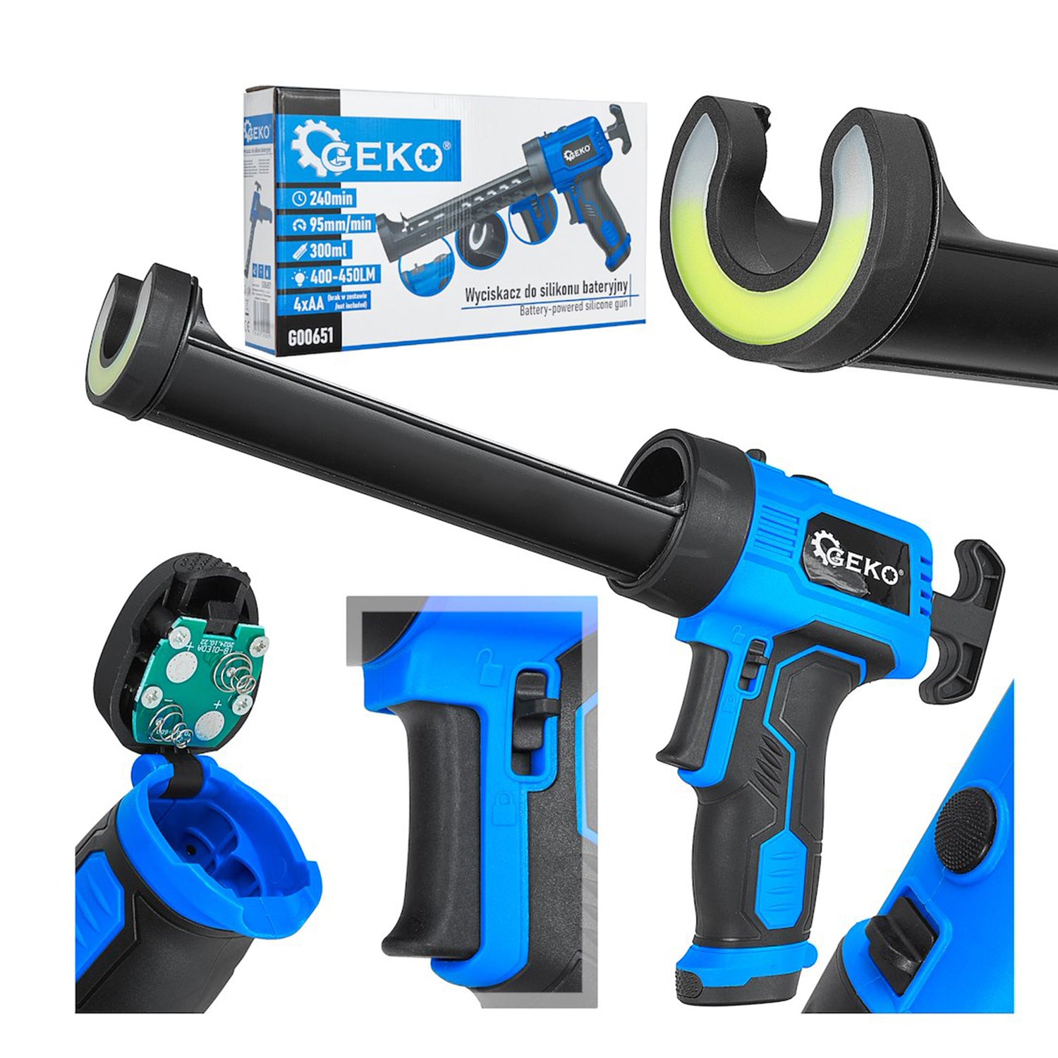 Pistol electric pentru silicon cu LED 6v GEKO