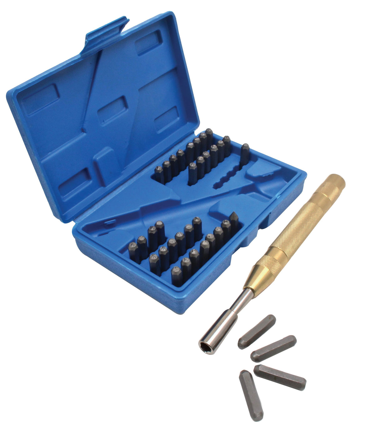 Poansoane litere si cifre cu punctator automat – set 38 piese, 170 mm, 4 mm