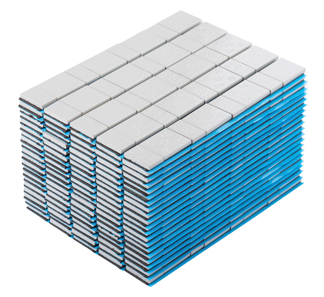 CUTIE CONTRAGREUTATI AUTOADEZIVE 5/10 GRAME - 100 FASII - 8BUC/FASIE 6KG GRI MAT