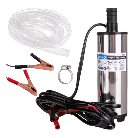 Pompa submersibila 60W 24V 30l/min cu furtun de 3m pentru transfer motorina si lichide