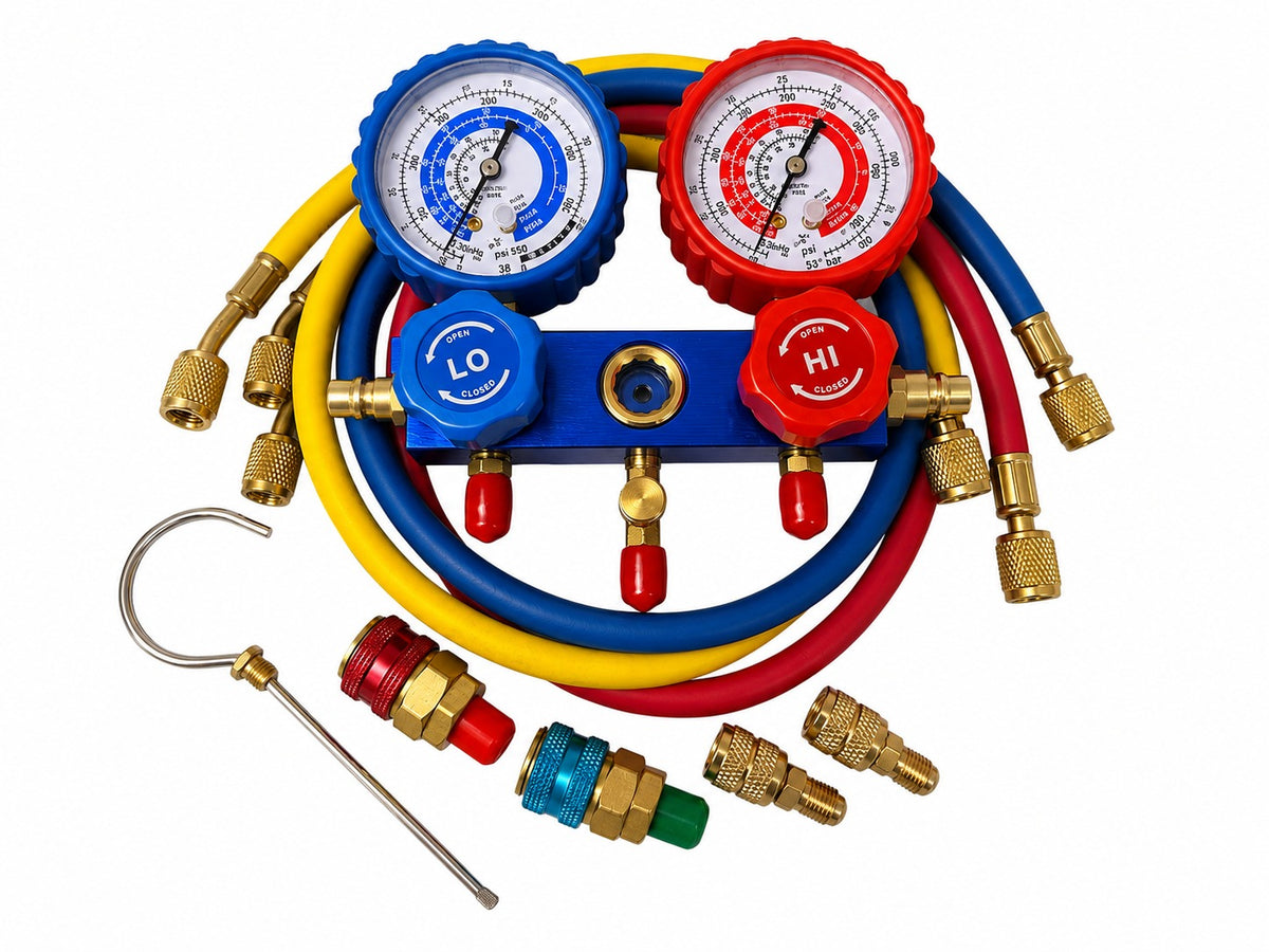 Pompa vid vacuum aer conditionat cu o etapa manometru cu 2 porturi 70l/min GEBO TOOLS