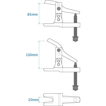 Presa pivoti, rotule  si capete de bara reglabila 50-80mm