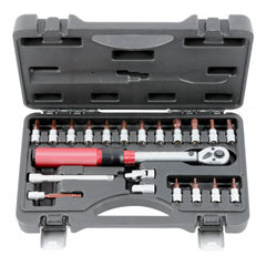 TRUSA CHEIE DINAMOMETRICA 1/4 5-25NM CU PRELUNGITOR SI BITI 21 PIESE