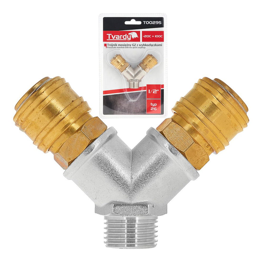 Ramificator, distribuitor de aer 1/2 cu 2 iesiri, cuple rapide