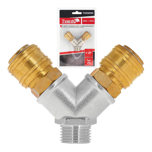 Ramificator, distribuitor de aer 1/2 cu 2 iesiri, cuple rapide