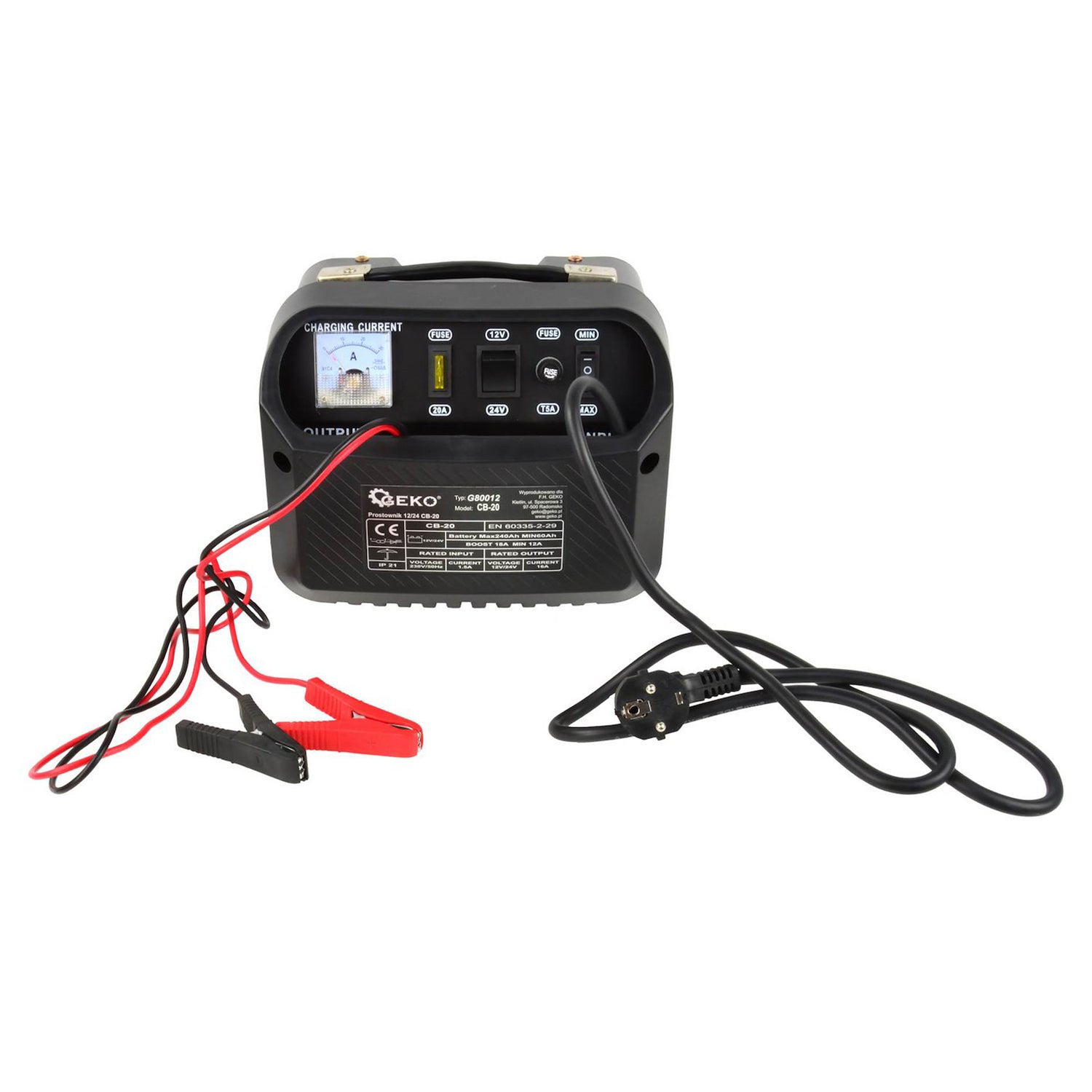 Redresor auto 12/24V cb-20, 12-18a pentru baterii acumulator auto 60-240 ah - GEKO