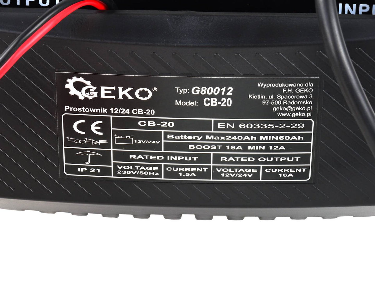 Redresor auto 12/24V cb-20, 12-18a pentru baterii acumulator auto 60-240 ah - GEKO