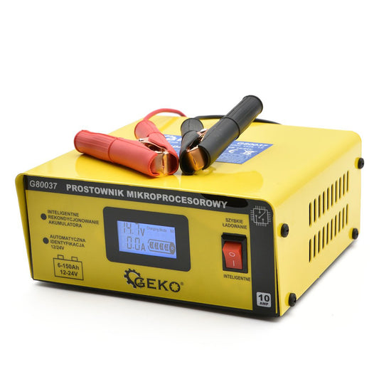 Redresor auto microprocesor LCD 12/24V 10a pentru baterii acumulator auto 6-150ah - GEKO