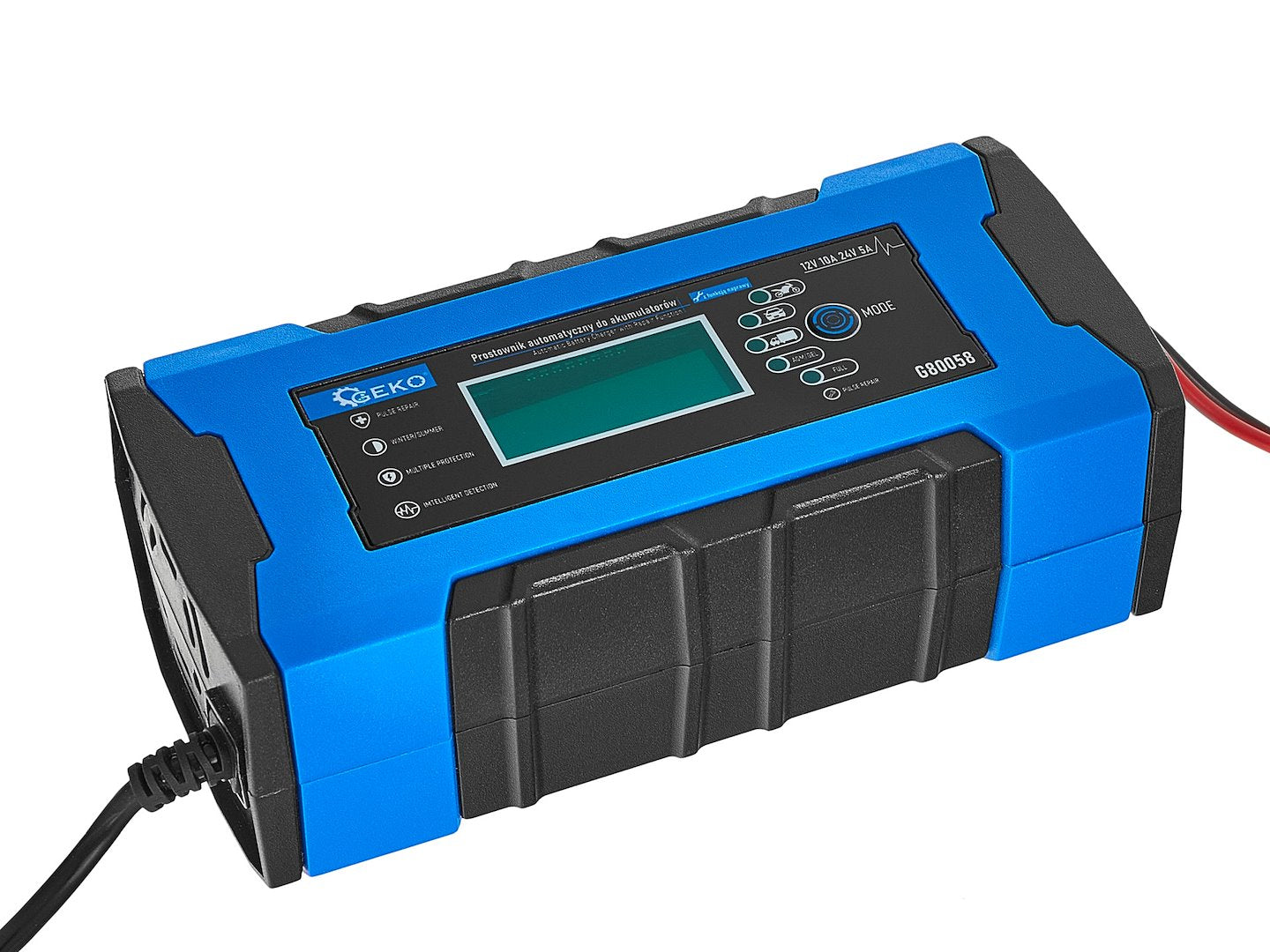 Redresor baterie auto moto cu afisaj digital LCD 12/24V 10a cu functie de reparare GEKO
