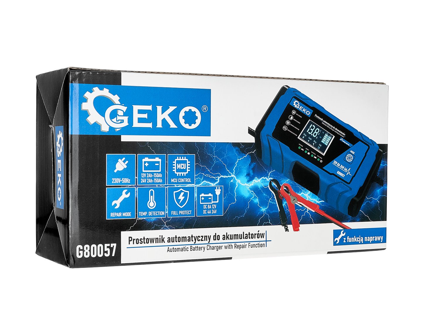 Redresor baterie auto moto cu afisaj digital LCD 12/24V 8a cu functie de reparare GEKO