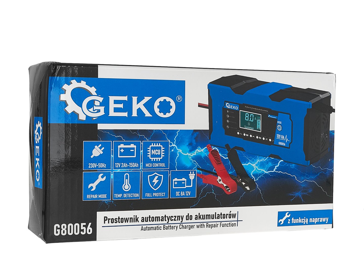 Redresor baterie auto moto cu afisaj digital LCD 12V 8a cu functie de reparare GEKO