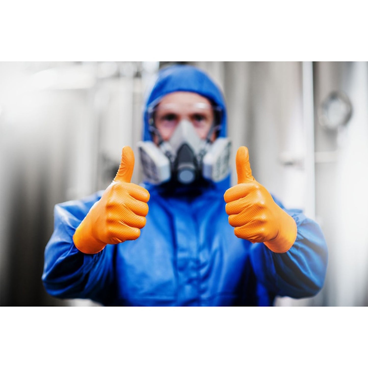 MANUSI DE NITRIL PREMIUM MERCATOR GOGRIP ONE BY ONE PORTOCALIU, MARIMEA M, SET DE 100BUC