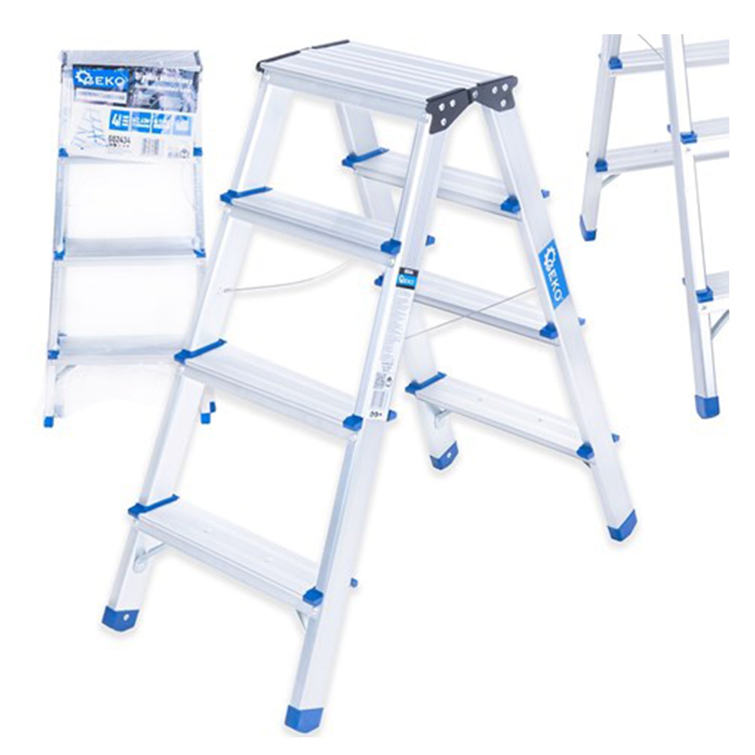 Scara dubla aluminiu 4 trepte 150kg GEKO