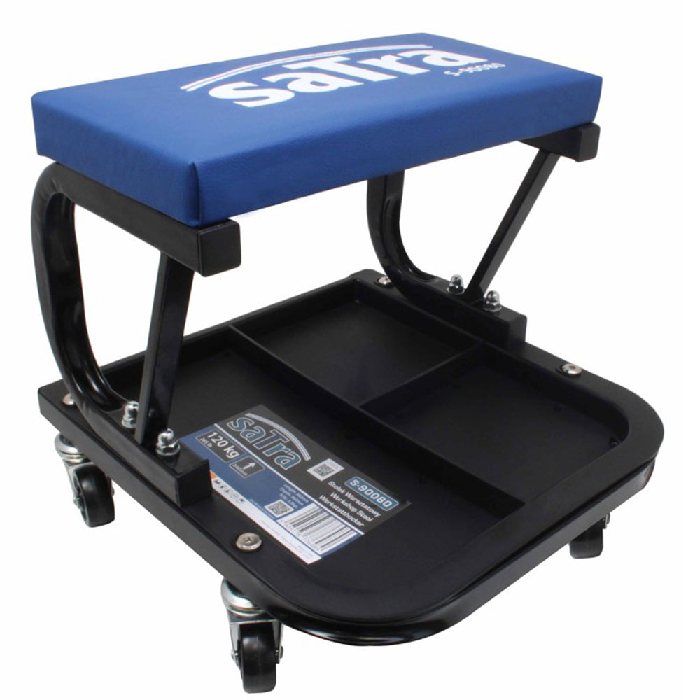 Scaun de atelier mobil pe roti cu tava pentru scule - capacitate 120kg - SATRA